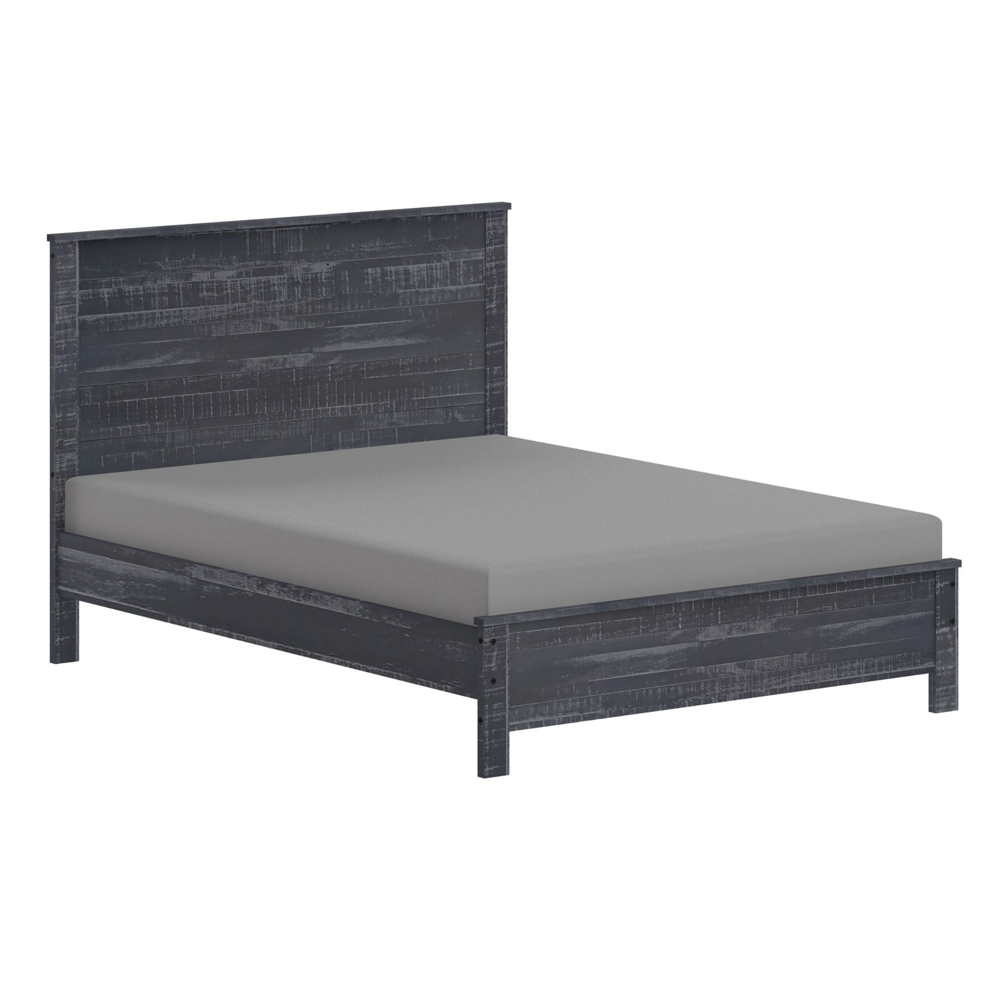 Albany - Twin Bed Frame With Headboard, Heavy Duty Modern Rustic Design - Gray
