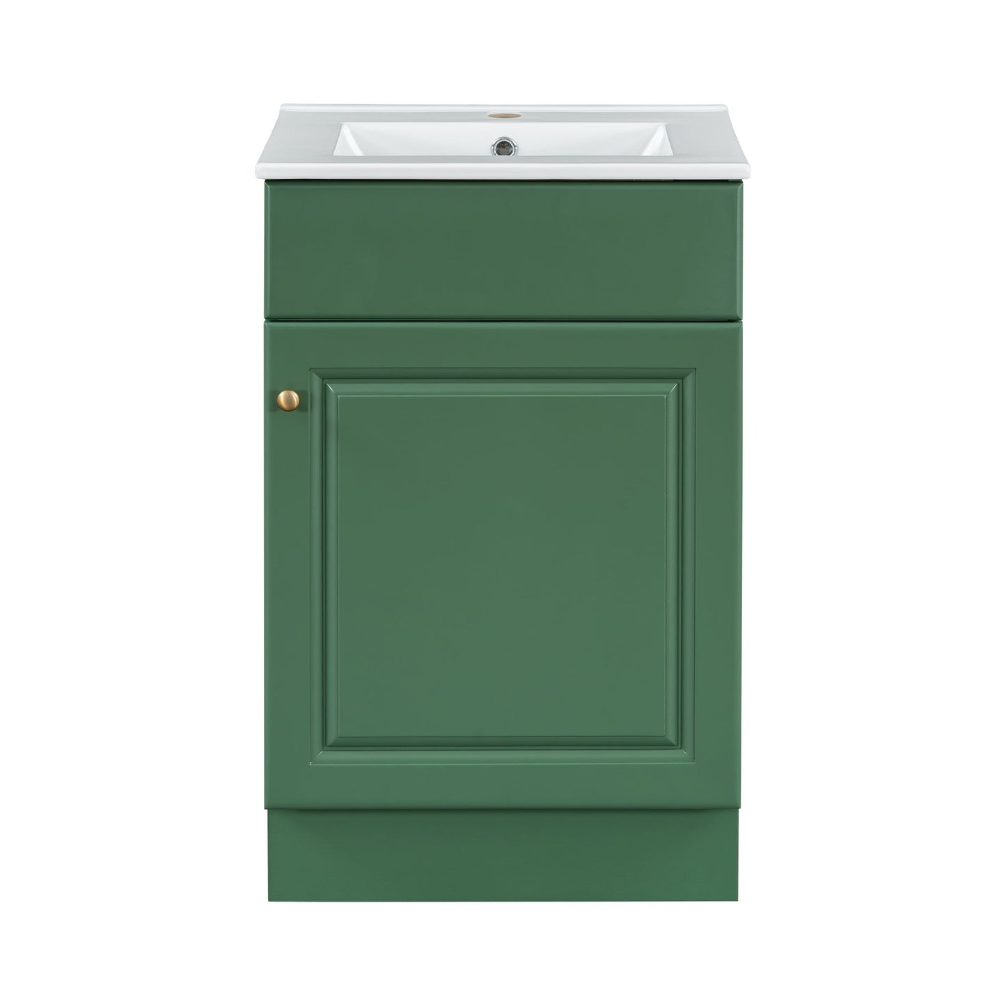 20" Bathroom Vanity With Sink, Freestanding Cabinet With Door Shelf And Adjustable Shelf, And Ceramic Construction - Green