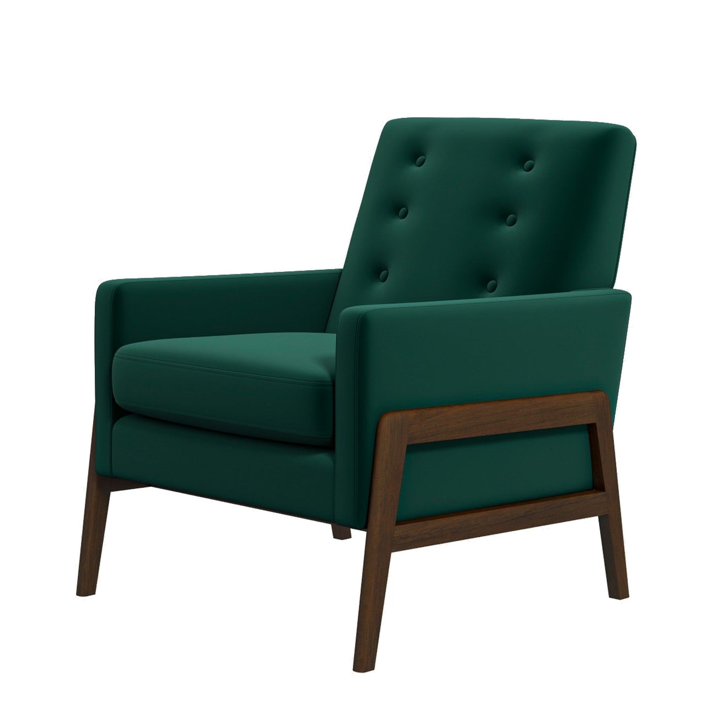Cole - Solid Wood Lounge Chair - Green Fabric
