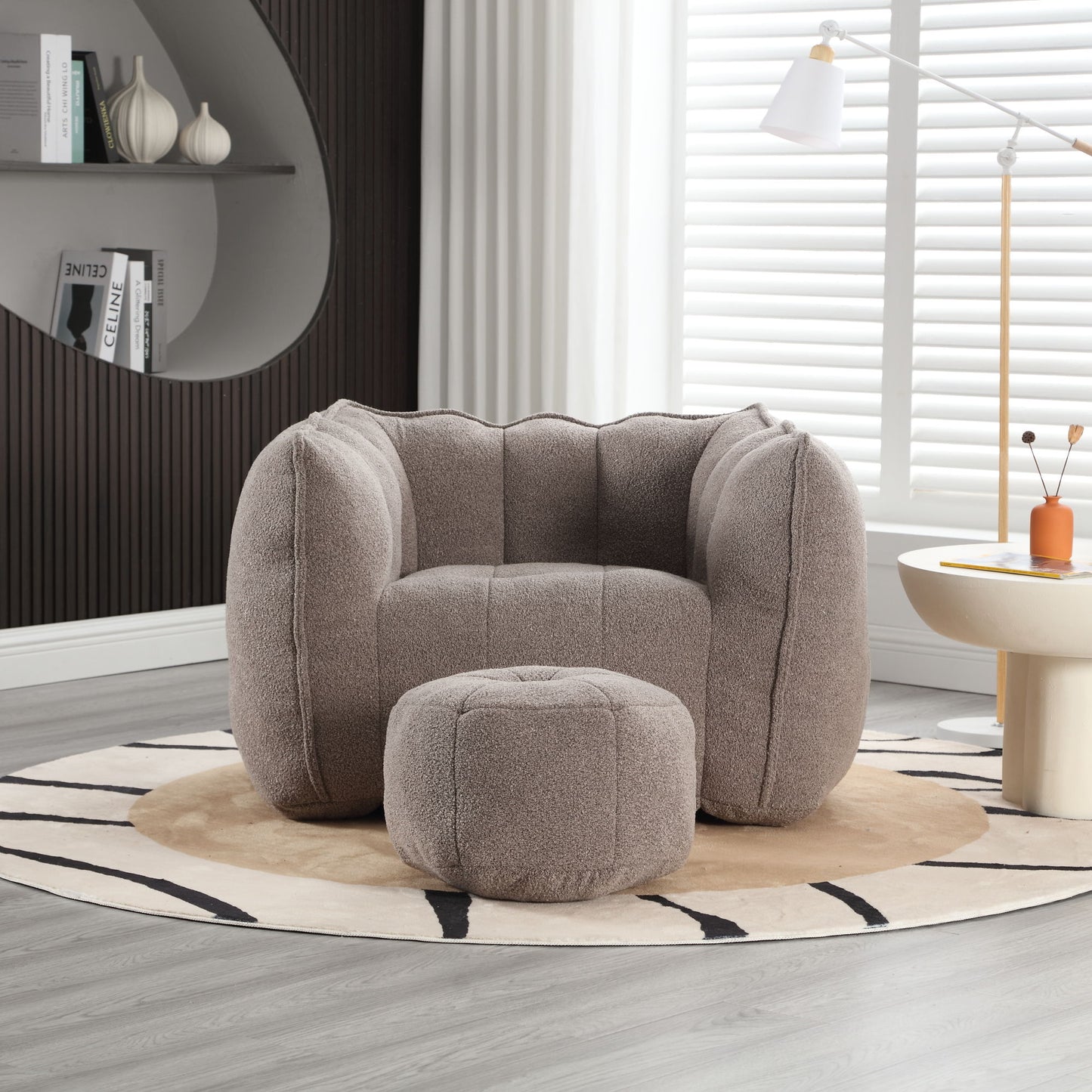 Soft Bean Bag Chair With High Resilient Foam (Chips) - Coffee