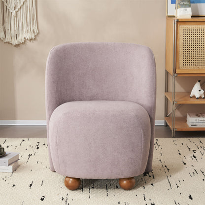 Modern Low Back Accent Chair, Upholstered Armless Living Room Chairs, Round Pine Wood Feet, For Small Living Spaces, Living Room - Purple