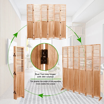 Panel Wooden Folding Room Divider - Natural