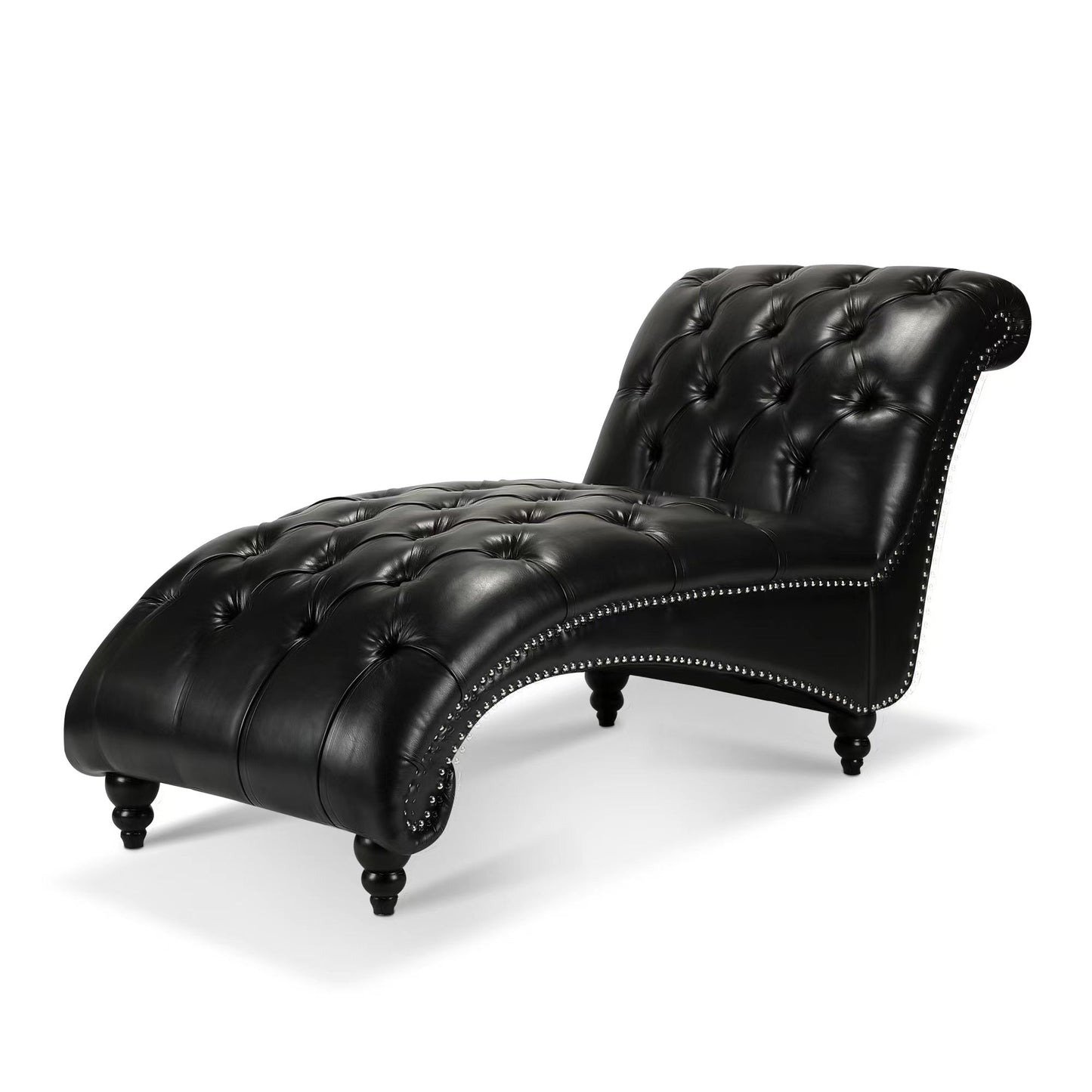 Tufted Armless Chaise Lounge - Black