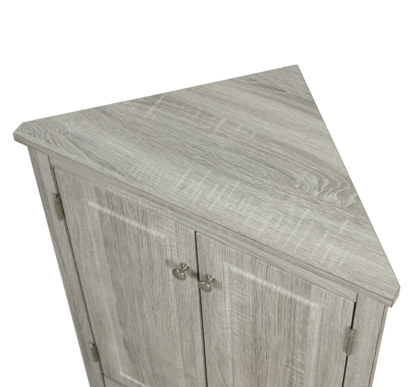 Triangle Bathroom Storage Cabinet With Adjustable Shelves, Freestanding Floor Cabinet For Home Kitchen - Oak