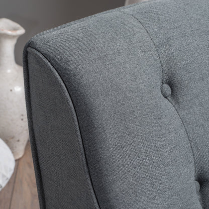 Modern Arm Chair With Tufted Back And Wooden Legs - Charcoal