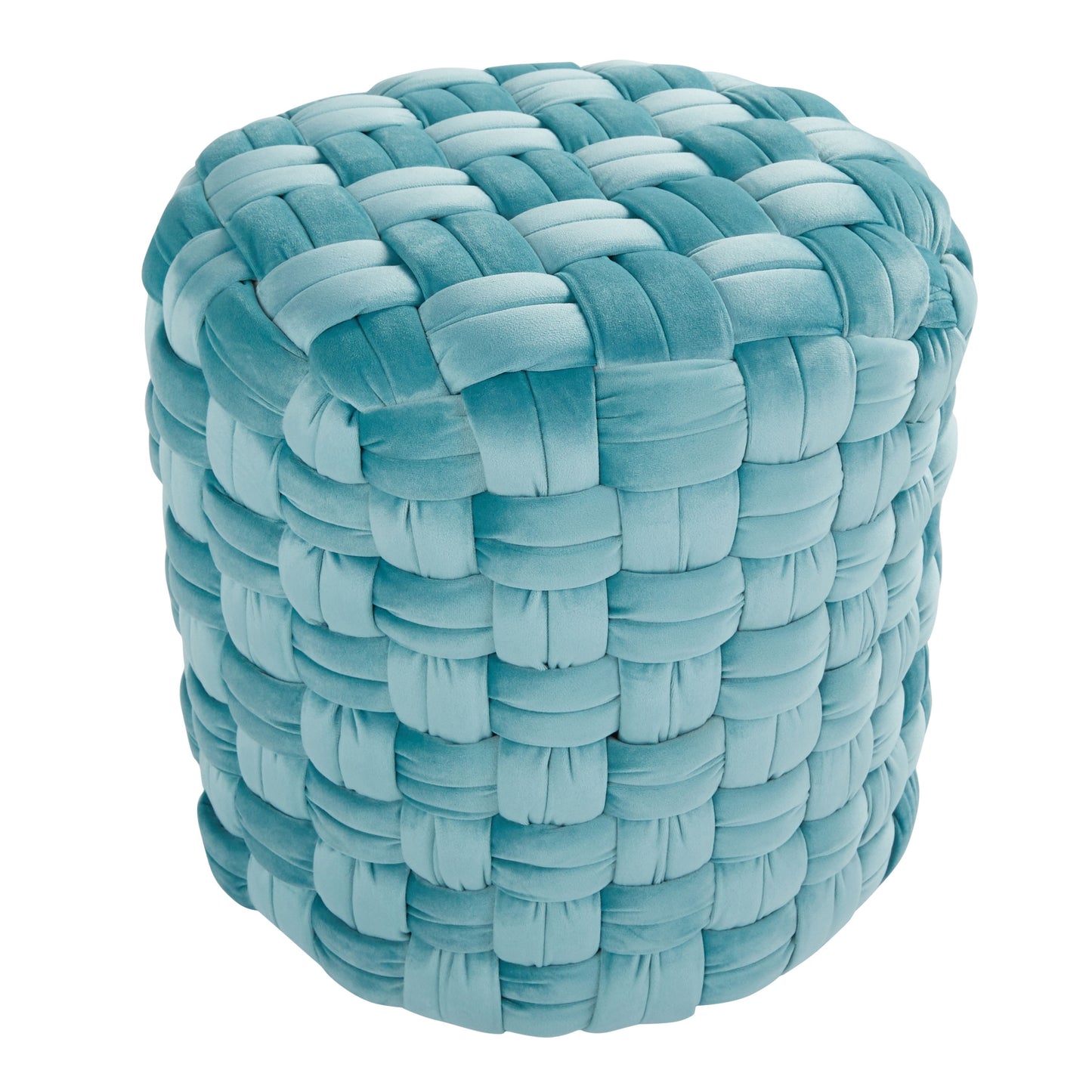 Braided - Round Ottoman - Ice Blue