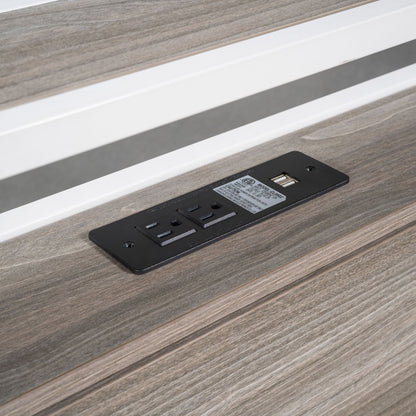 Full Size Platform Bed Frame With Trundle, USB Ports And Slat Support, No Box Spring Needed - White