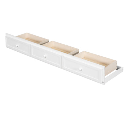 Twin Over Full Bunk Bed With Drawers, Ladder And Storage Staircase - White