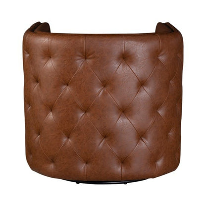 Tufted Barrel Swivel Chair With 360 Degree Swivel Functionality - Brown