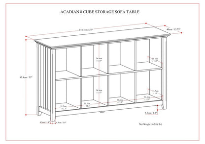 Acadian - 8 Cube Storage Sofa Table - Black