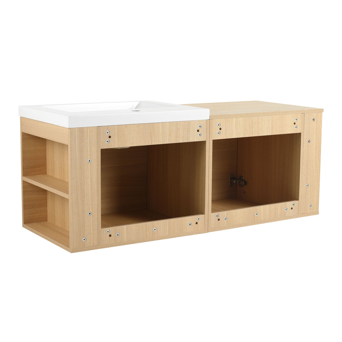 Modern Bathroom Vanity Sink Combo With Ample Storage - Oak