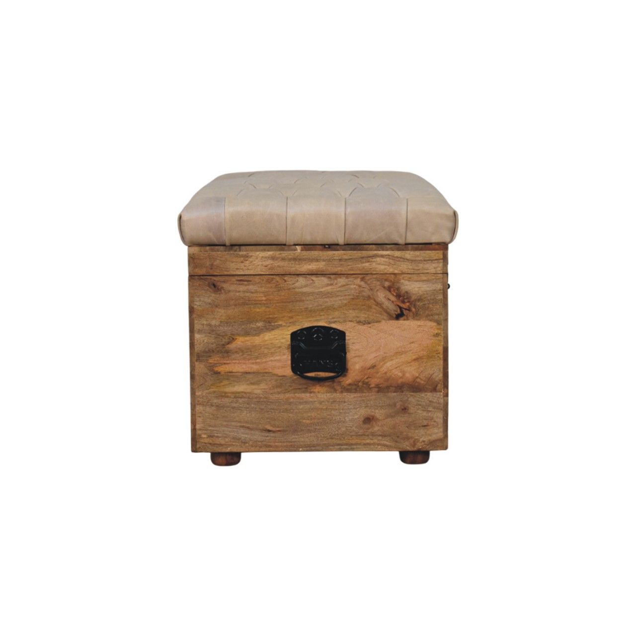 Buffalo - Hide Leather Storage Trunk - Beige / Brown