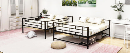 Full Over Full Bunk Bed With Shelf And Guardrails - Black