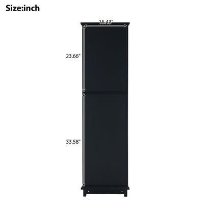 Tall Bathroom Storage Cabinet With Glass Doors, Free-Standing, Two Drawers, And Adjustable Shelves, MDF Board, Painted Perfect For Displaying Your Favorite Items - Black