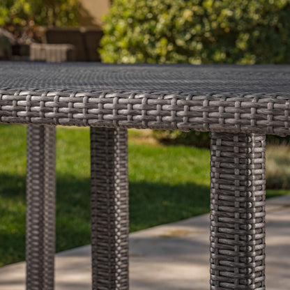 Outdoor Square Rattan Wicker Dining Table - Gray