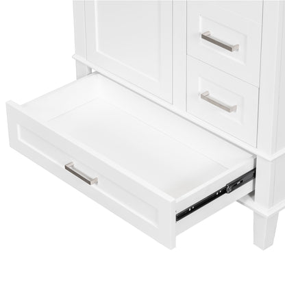 Bathroom Vanity, Modern Bathroom Cabinet With Sink Combo Set, Bathroom Storage Cabinet With A Soft Closing Door And 3 Drawers, Solid Wood Frame - White