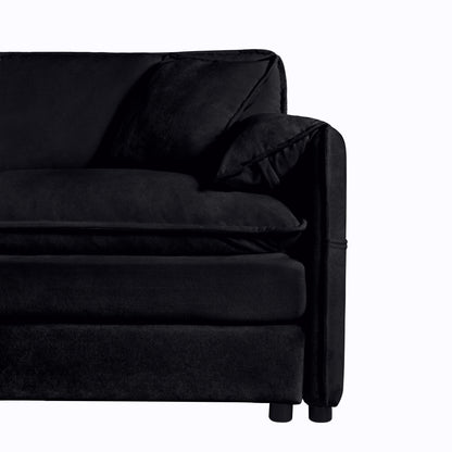 Oversized Deep Seat Luxury 2 Piece Sofa Set, Modern Chenille Comfy Cloud Couches For Living Room Office - Black