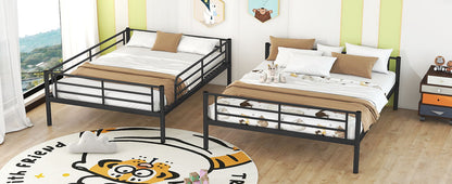 Full Long Over Queen Metal Bunk Bed - Black