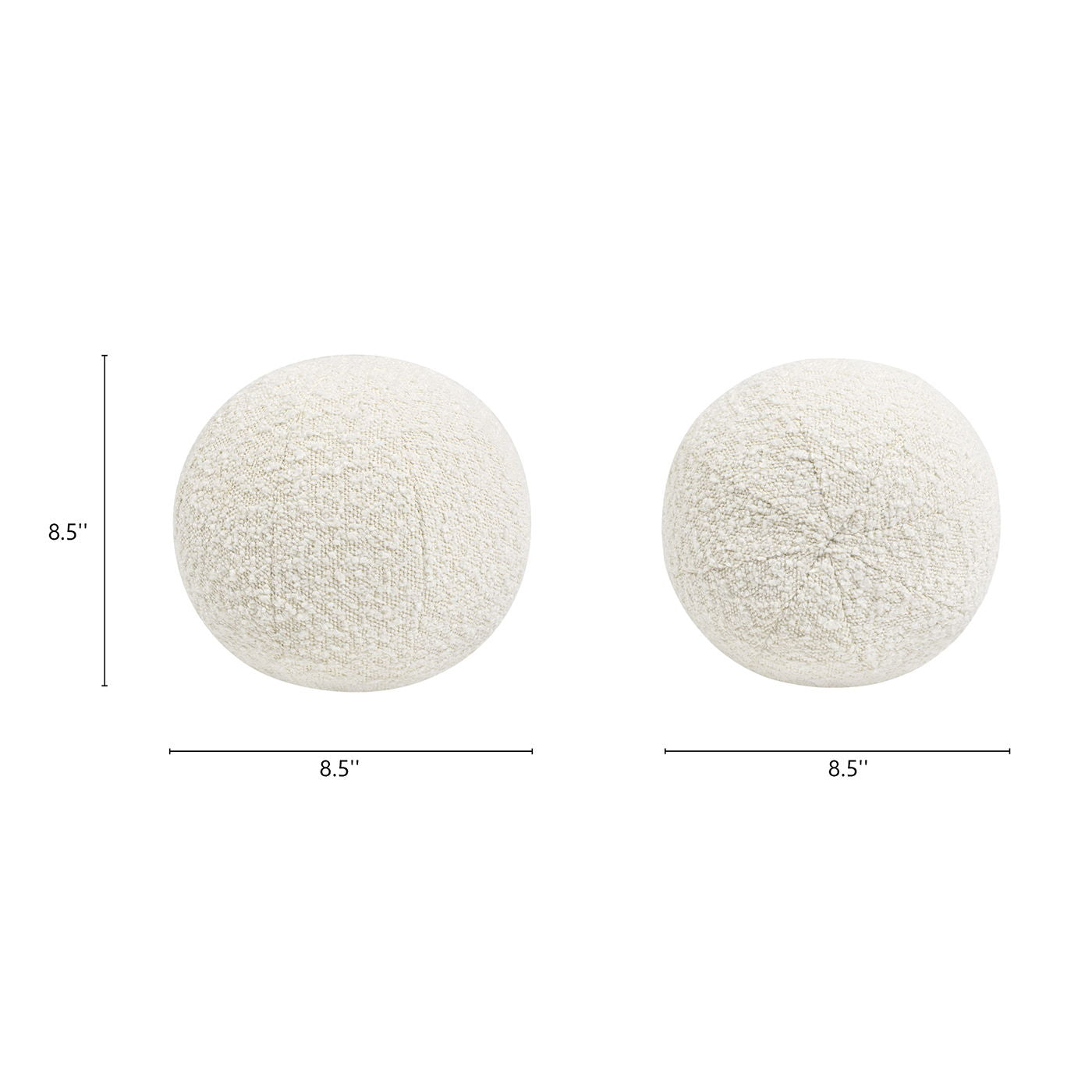 Luna - Round Sphere Accent Ball Throw Pillow - Ivory White