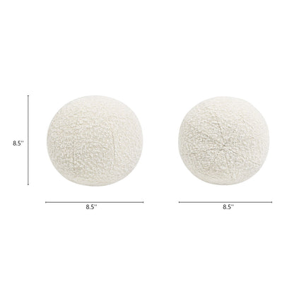 Luna - Round Sphere Accent Ball Throw Pillow - Ivory White