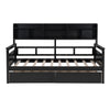 Twin Size Daybed, Slat Support, With Bedside Shelves And 2 Drawers - Espresso