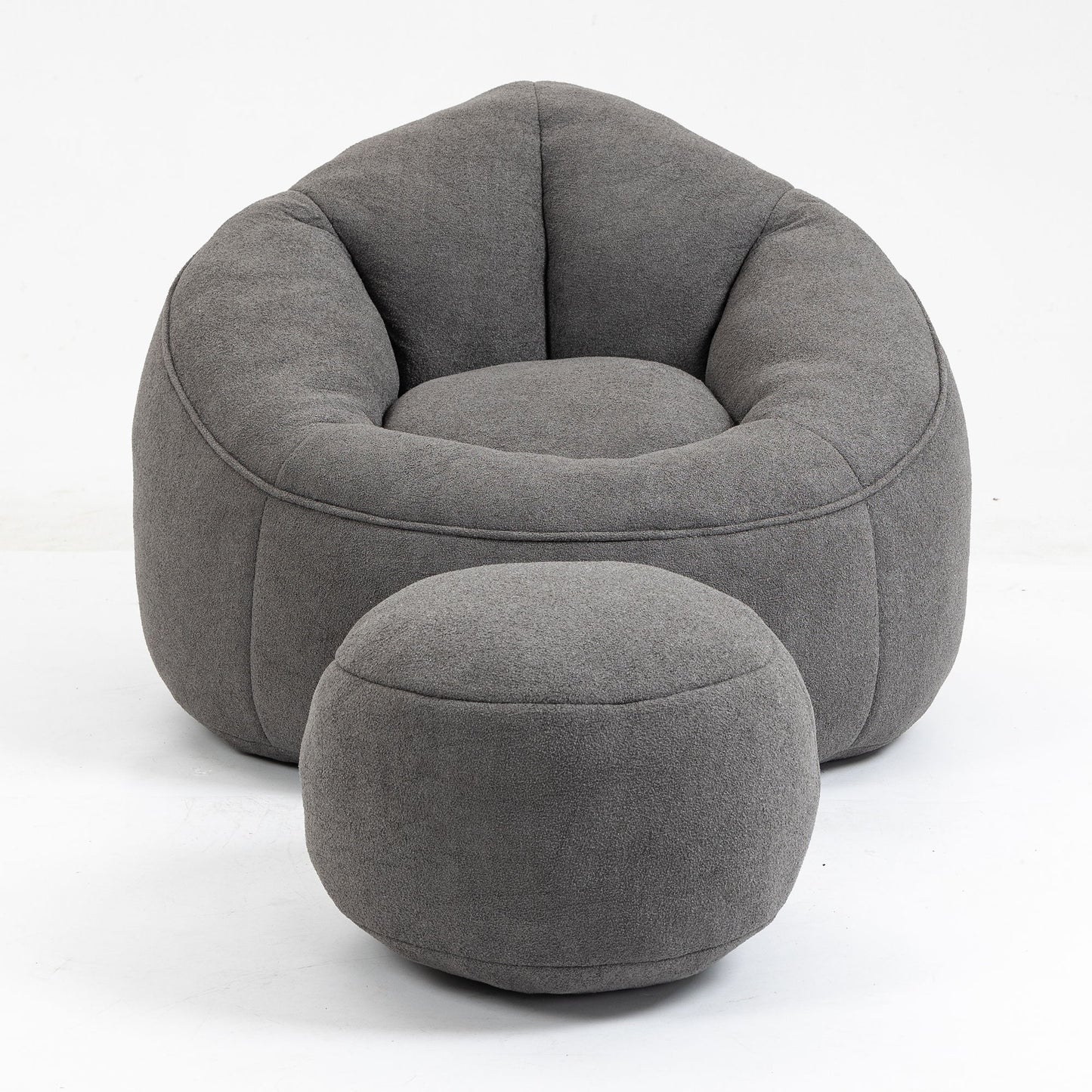 Bedding Bean Bag Sofa Chair High Pressure Foam Bean Bag Chair Adult Material With Padded Foam Padding Compressed Bean Bag With Footrest - Gray