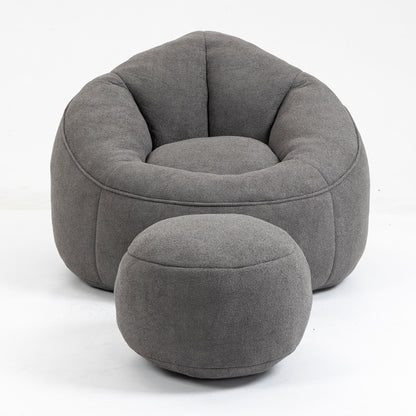 Bedding Bean Bag Sofa Chair High Pressure Foam Bean Bag Chair Adult Material With Padded Foam Padding Compressed Bean Bag With Footrest - Gray