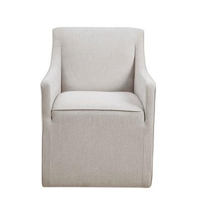 Upholstered Dining Arm Chair With Casters - Light Gray