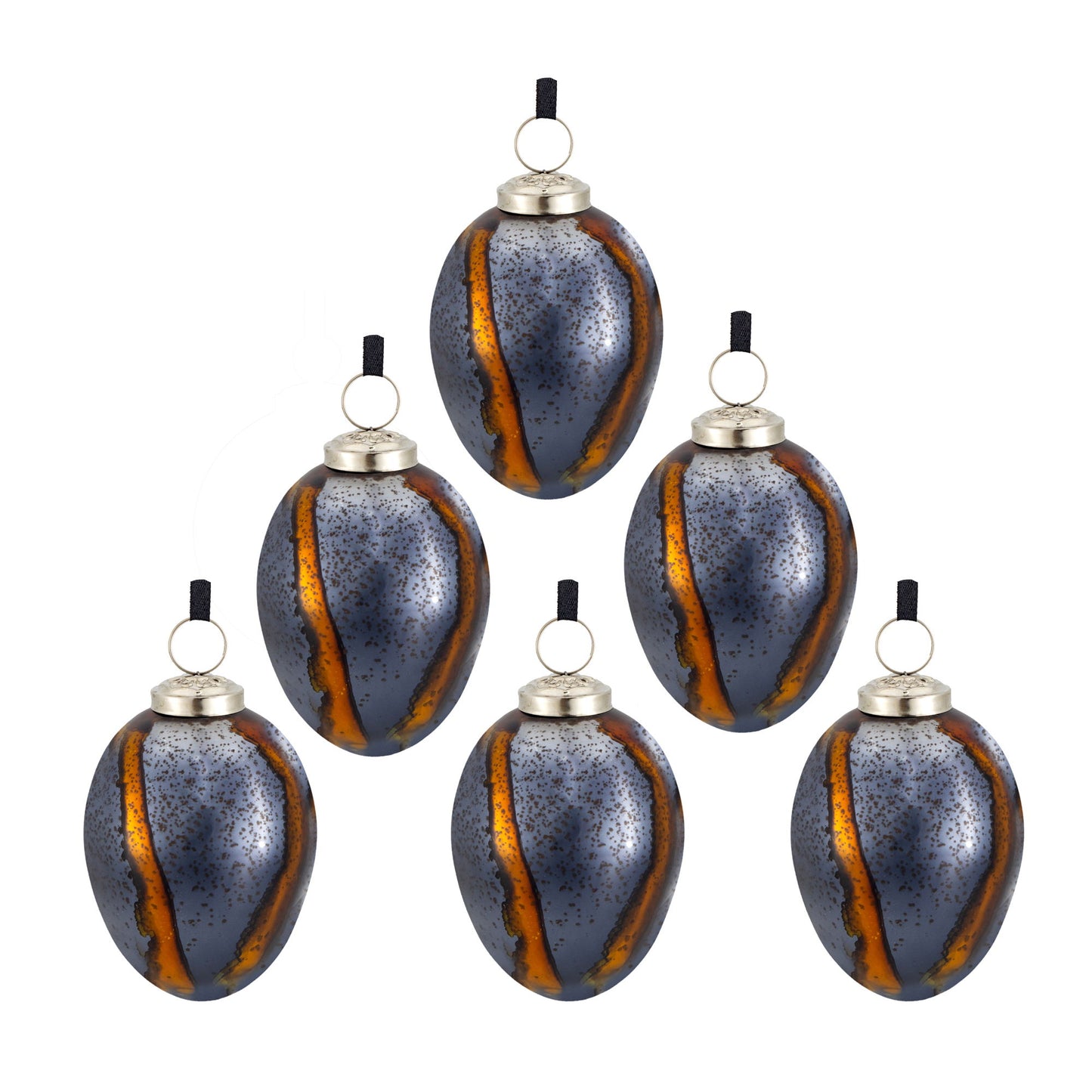 Egg Christmas Ball Ornament, Glass Decorative Hanging Ball Christmas Tree Ornaments For Holiday Party Decorations (Set of 6) - Multi