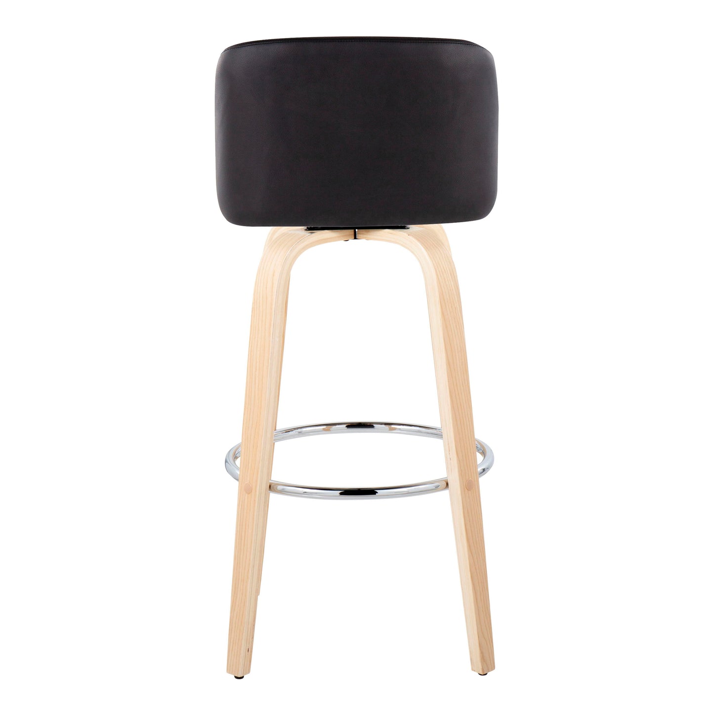Toriano - Contemporary Fixed Height Barstool & Swivel With Round Footrest (Set of 2) - Natural / Black