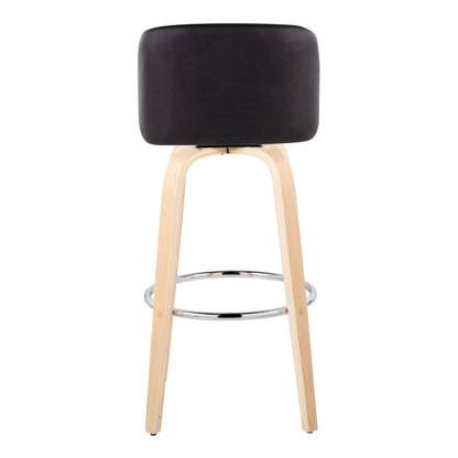 Toriano - Contemporary Fixed Height Barstool & Swivel With Round Footrest (Set of 2) - Natural / Black