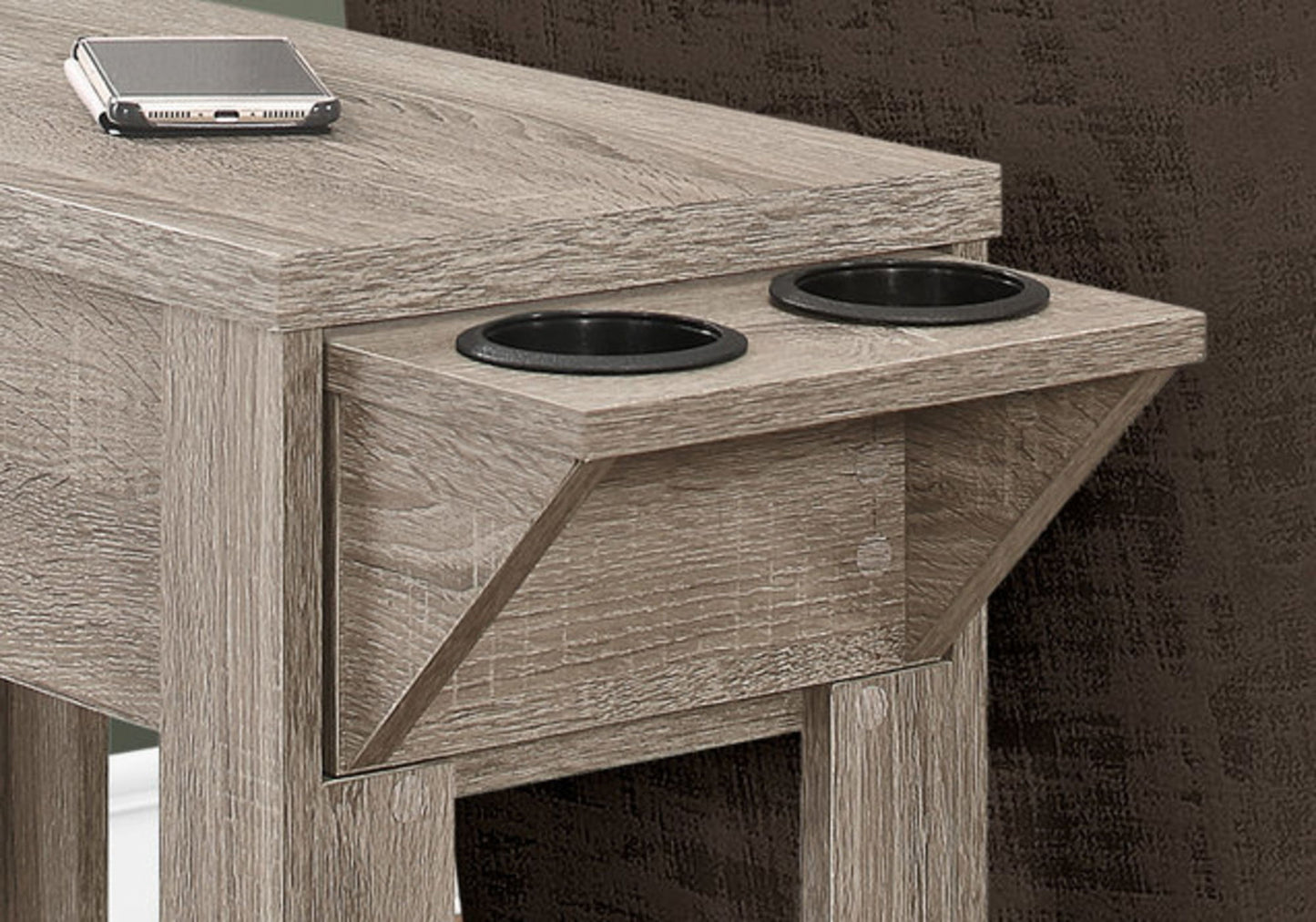 Accent Side Table, Storage, Lamp, Transitional - Taupe