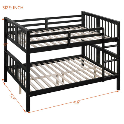 Full Over Full Bunk Bed With Ladder For Bedroom - Espresso
