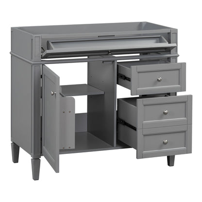 Bathroom Vanity Without Top Sink, Modern Bathroom Storage Cabinet With 2 Drawers And A Tip-Out Drawer, Frame (Not Include Basin Sink) - Gray