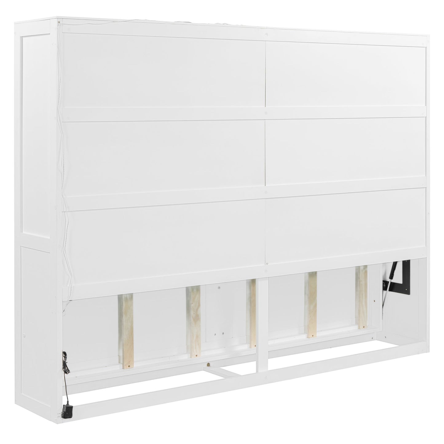 Queen Size Murphy Wall Bed Modern Design With LED Lights - White