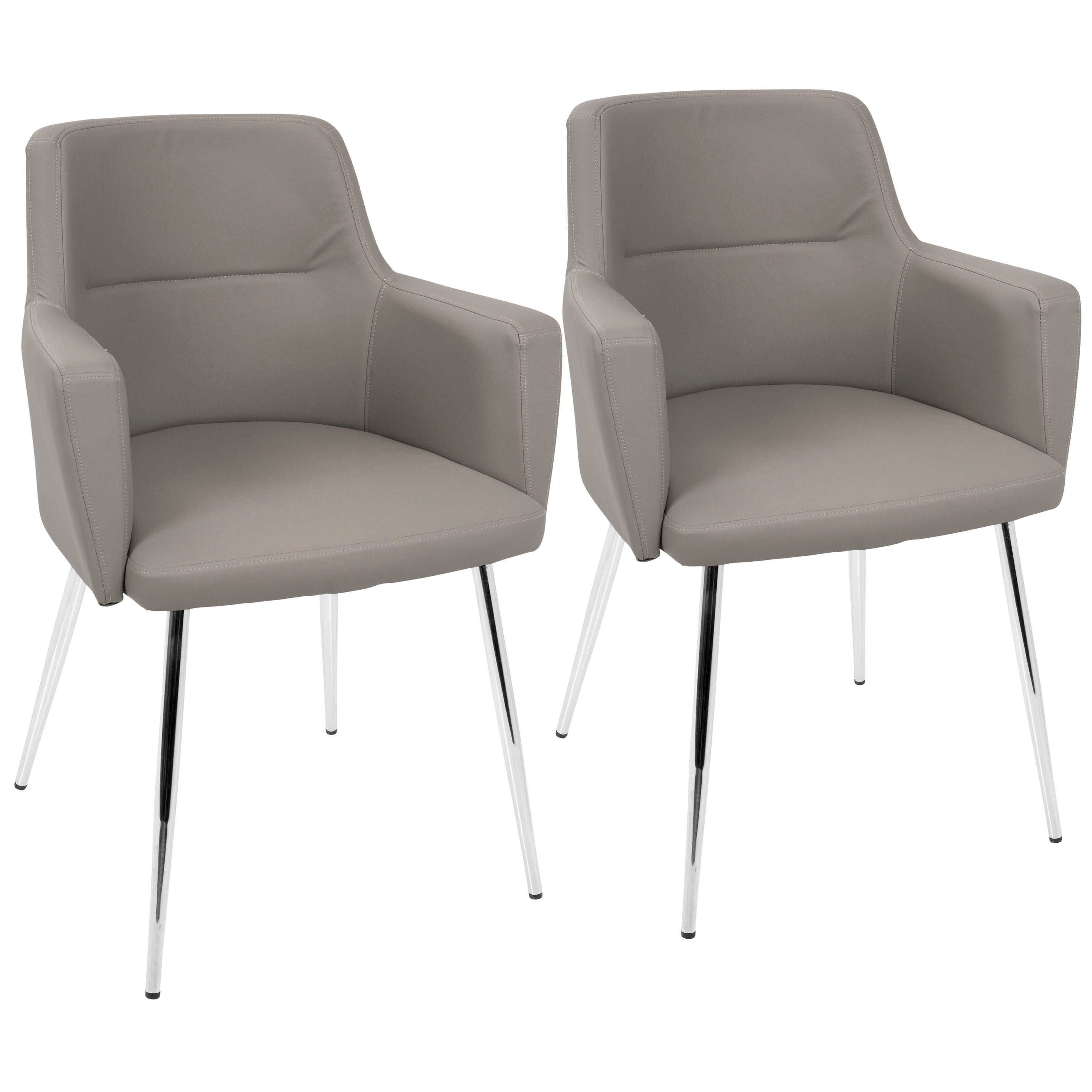 Andrew - Contemporary Dining / Chair (Set of 2) - Chrome / Gray