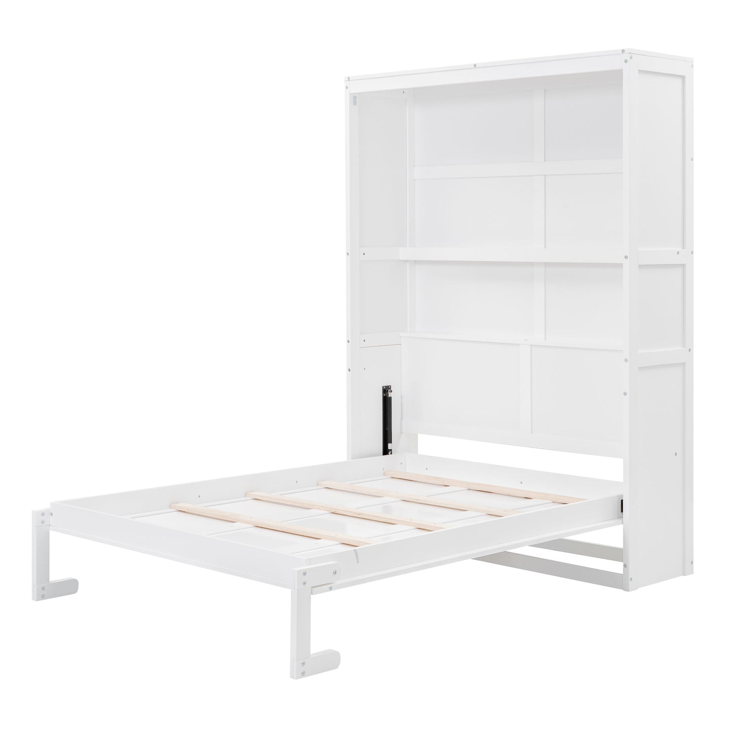Full Size Murphy Classic Wall Bed With Shelves - White