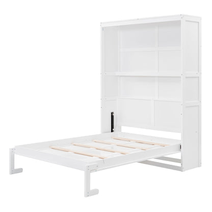 Full Size Murphy Classic Wall Bed With Shelves - White