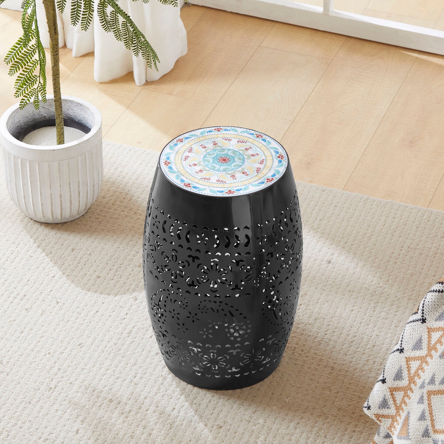 Ruby - Modern Mosaic Side Table - Black