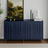 Modern Lacquered 4 Door Wooden Cabinet Sideboard Buffet Server Cabinet Storage Cabinet, For Living Room, Entryway, Hallway, Office, Kitchen And Dining Room - Blue