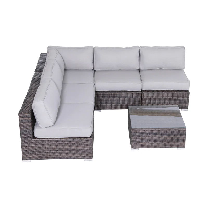 4 Person Seating Set With Cushions - Brown / Gray