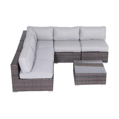 4 Person Seating Set With Cushions - Brown / Gray