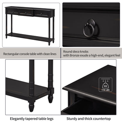 Console Table Sofa Table With Drawers For Entryway With Projecting Drawers And Long Shelf - Espresso