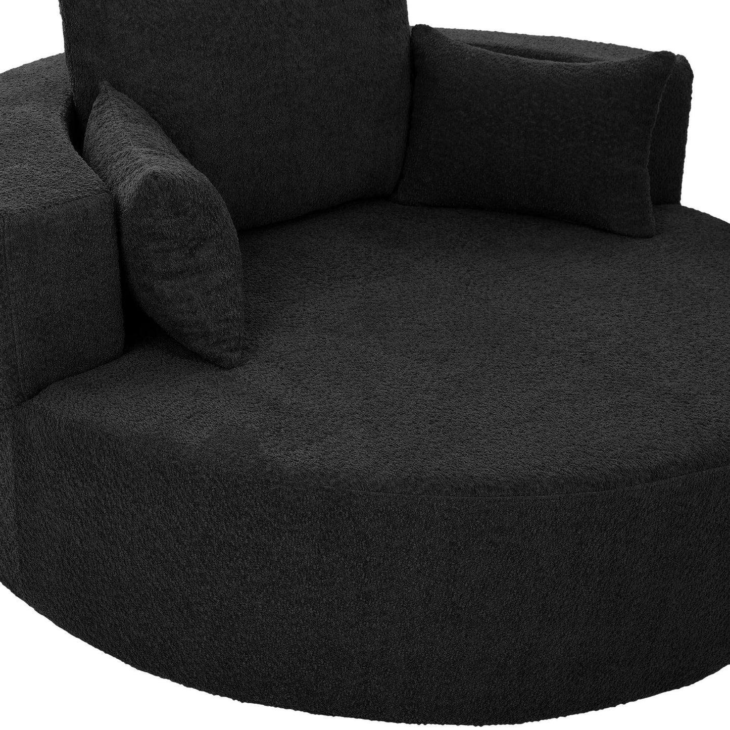 360 Degree Swivel Accent Barrel Chair With Removable Pillows - Black