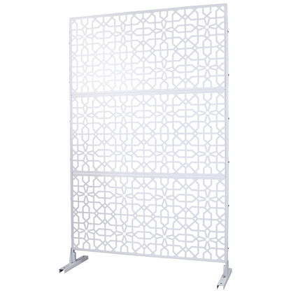 Outdoor & Indoor Metal Privacy Screen Freestanding Decorative Privacy Screen - White
