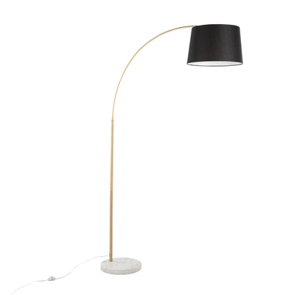 March - Contemporary Floor Lamp - Antique Brass - Black