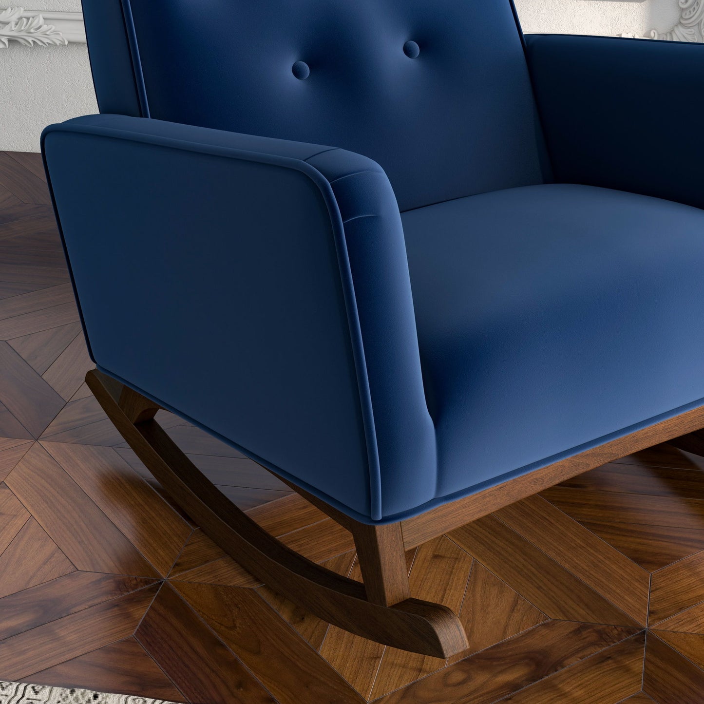 Demetrius - Solid Wood Rocking Chair - Blue