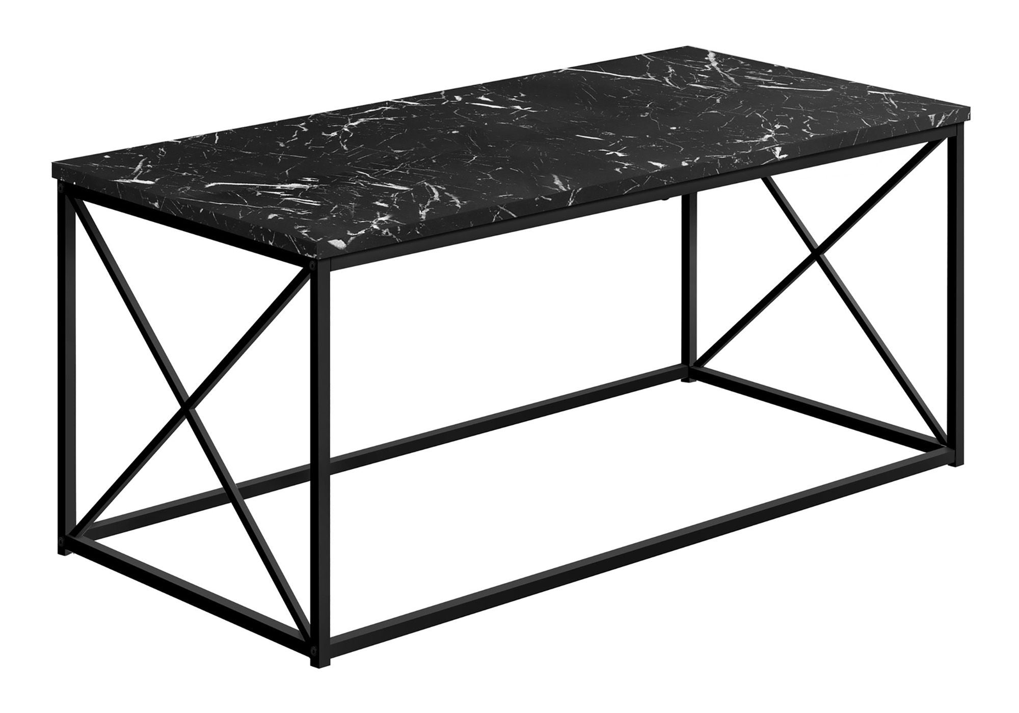 Table, Rectangular, Marble Look Contemporary & Modern - Black