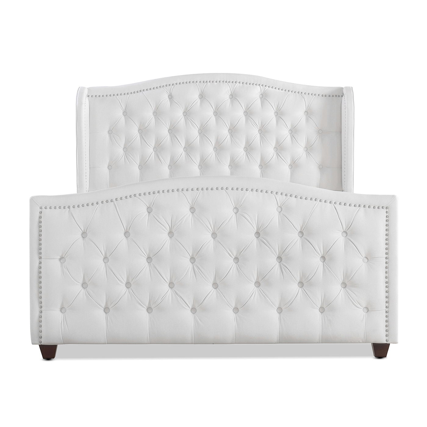 Marcella - Queen Upholstered Shelter Headboard Bed Set - Bright White