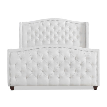 Marcella - Queen Upholstered Shelter Headboard Bed Set - Bright White